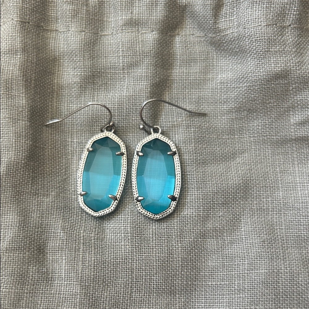 Kendra Scott Silver and Teal Lee Earrings